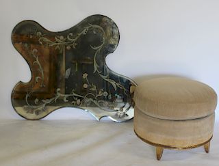 Art Deco Upholstered Ottoman and a Decorative