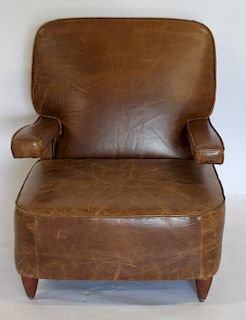 Art Deco French Leather Club Chair.