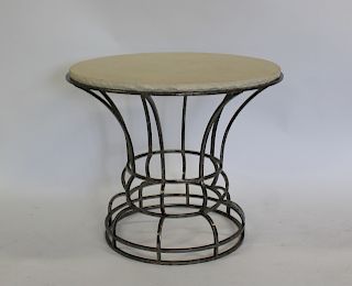 Steel Center table With Stone Top.
