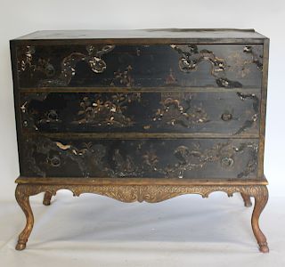Antique Chinoiserie Decorated Commode with Hoof