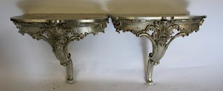 Pair of Louis XV Style Carved and Silver Gilt