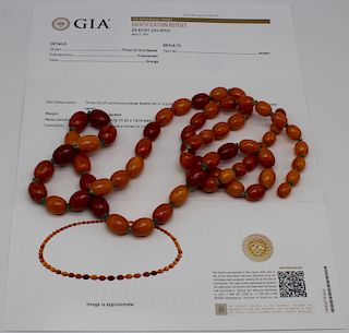JEWELRY. GIA  Graduated Amber Necklace.