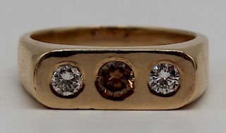 JEWELRY. 14kt Gold, and Diamond Gypsy Ring.