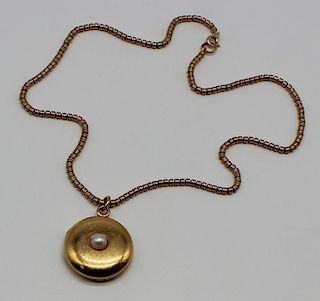 JEWELRY. 18kt Gold Locket and 18kt Coil Chain.