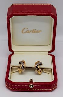 JEWELRY. Pr of Cartier 18kt Gold Trinity Earrings.