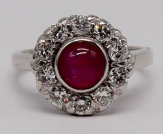JEWELRY. 14kt Gold, Diamond, and Star Ruby? Ring.