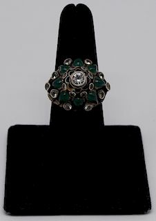 JEWELRY. Mughal 14kt Gold Diamond and Emerald