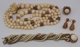 JEWELRY. Angel Skin Coral and Gold Grouping.