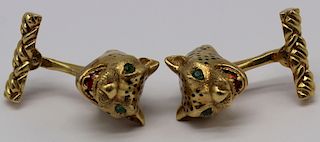 JEWELRY. Pair of Signed 18kt Gold and Enamel