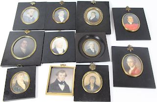 Grouping Of 11 Miniature Portraits.