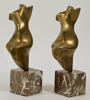 PR Valbert Modernist Bronze Female Torso Sculpture