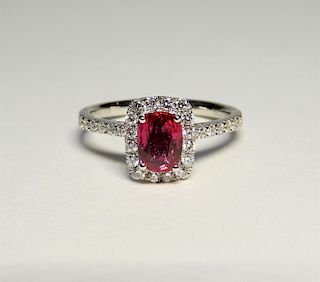 RARE Unheated Ruby & Diamond Platinum Lady's Ring