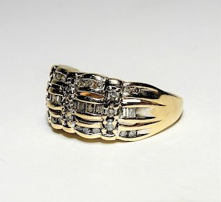 14KT Gold Lady's Diamond Baguette Cluster Ring