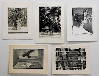 5PC Modernist Contemporary Etching Art Group