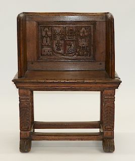 Antique 17C. French Renaissance Oak Throne Chair