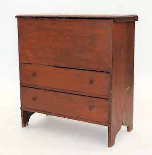18-19C. New England Barn Red Blanket Chest