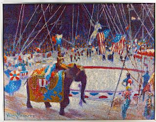 Henry Benson Impressionist Circus Texture Painting