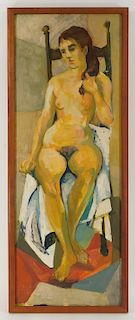 C.1958 Modernist Studio Painting of a Female Nude