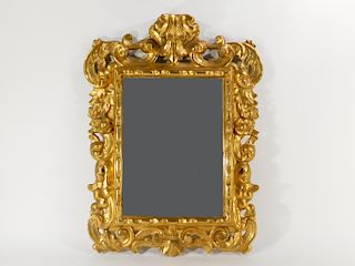 19C European Rococo Acanthus Leaf Gilt Mirror