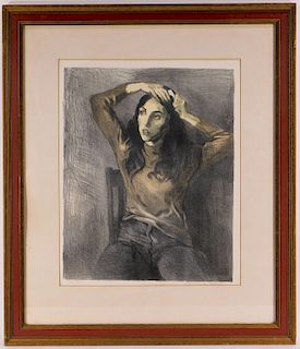 Rafael Soyer Social Realist Lithograph of a Girl