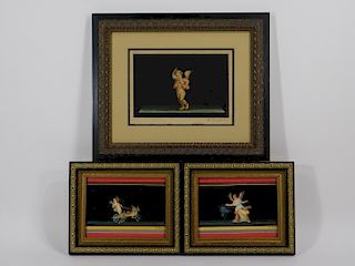 3PC Vincenzo Bisogno Putti Gouache Painting Group