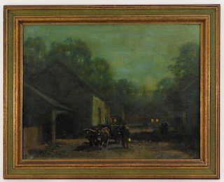 George Arthur Hays Nocturnal Village Cow Painting