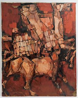 Manuel Velasco Cubist Bull Fighting Painting