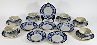 18PC Dedham Pottery Tea Cup & Saucer Plate Group