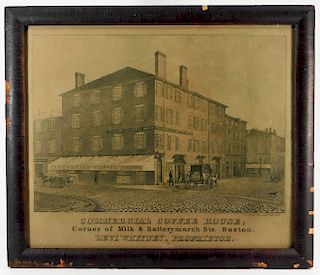 19C Boston Coffee House Advertising Lithograph