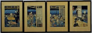 4PC Utagawa Kunisada Japanese Woodblock Prints