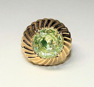 14KT Yellow Gold Light Green Citrine Lady's Ring