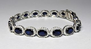 14K White Gold Sapphire & Diamond Lady's Bracelet