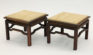 PR Baker Furniture MCM Marble Top Side Tables