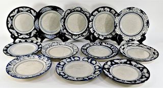 12PC Dedham Pottery Museum Reproduction Plates