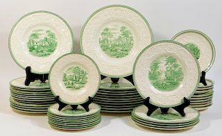 49PC Wedgwood Patrician Green Torbay Plate Group