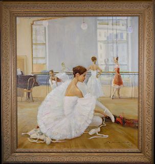 Signed Russian Ballet Dancers - Oil/Canvas
