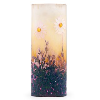 DAUM Fine cameo glass vase w/ daisies