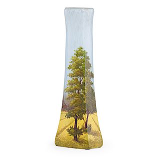 DAUM Fine and tall farm scenic vase