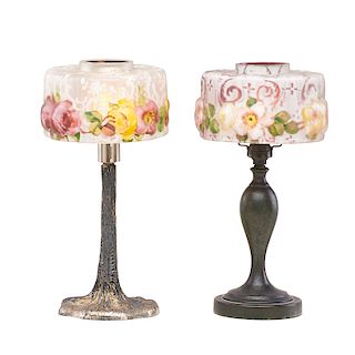 PAIRPOINT Two Puffy boudoir lamps