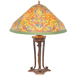 PAIRPOINT Table lamp with birds and flowers