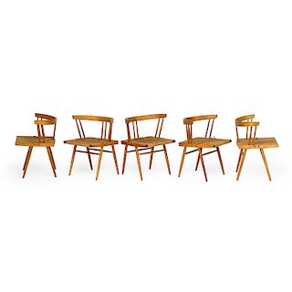 GEORGE NAKASHIMA Five Grass-Seated chairs
