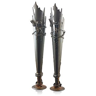 ALBERT PALEY Pair of Vulcan candlesticks