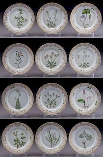 (12) Royal Copenhagen Flora Danica porcelain