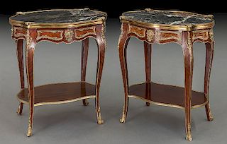 Pr. Louis XV style ormolu mounted side tables
