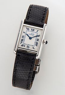 Cartier sterling silver tank watch