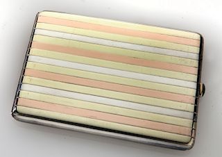French 18K gold and silver cigarette case