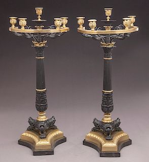 Pr. French Empire style 5-light candelabra