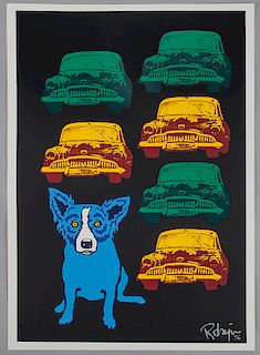 George Rodrigue "Junkyard Dog" silkscreen, 2010.