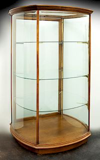 Mahogany curved glass shop display cabinet,