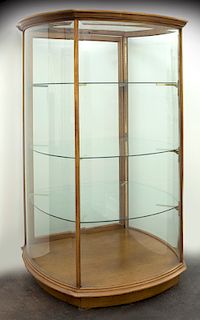Mahogany curved glass shop display cabinet